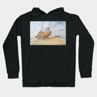 Boats Dungeness Beach Kent England Britain Landscape Hoodie